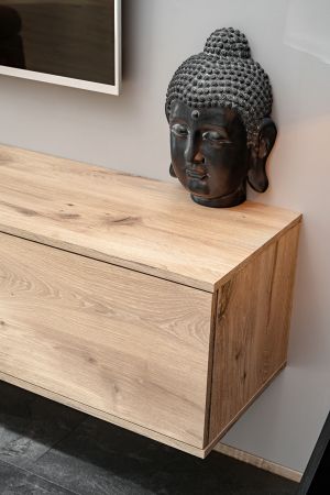 Wohnwand Fancy in Viking Eiche und Kaschmir Schrankwand h�ngend 240 cm inkl. LED, Push-to-Open