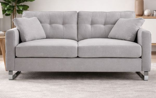 Sofa Alanto in hellgrau Flachgewebe 2-Sitzer 175 cm