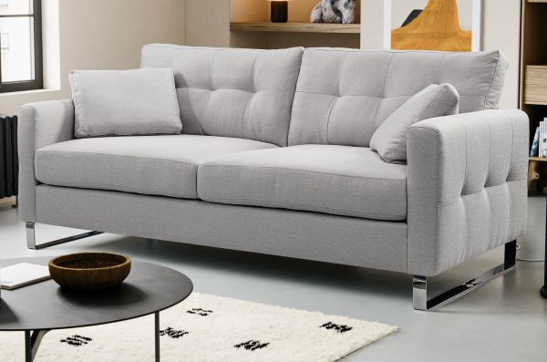 Sofa Alanto in hellgrau Flachgewebe 2,5-Sitzer 203 cm