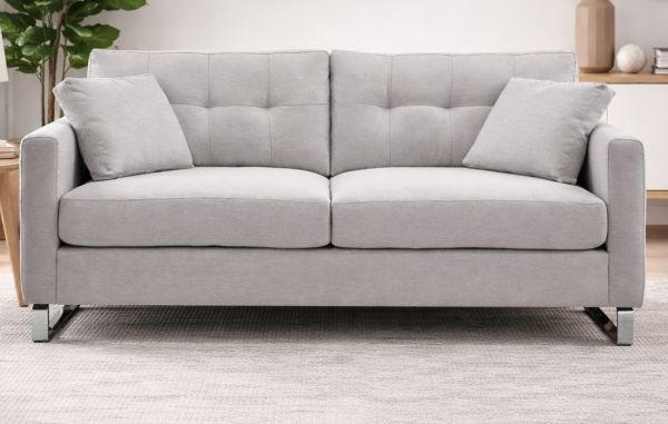 Sofa Alanto in hellgrau Flachgewebe 2,5-Sitzer 203 cm