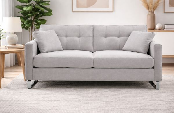Sofa Alanto in hellgrau Flachgewebe 2,5-Sitzer 203 cm