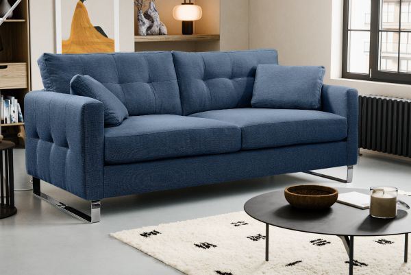 Sofa Alanto in blau Flachgewebe 2,5-Sitzer 203 cm