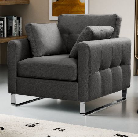 Sessel Alanto in grau Flachgewebe Clubsessel 93 x 94 cm