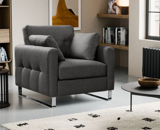 Sessel Alanto in grau Flachgewebe Clubsessel 93 x 94 cm