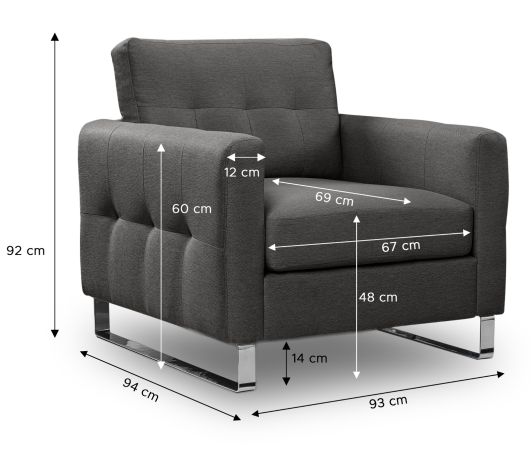 Sessel Alanto in grau Flachgewebe Clubsessel 93 x 94 cm