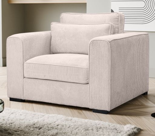 Sessel Canedo in grau-beige Cord Loungesessel 120 cm