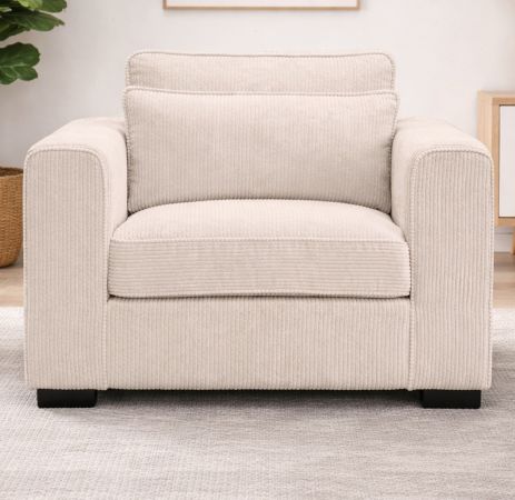Sessel Canedo in grau-beige Cord Loungesessel 120 cm