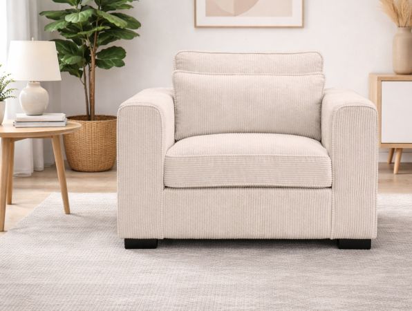 Sessel Canedo in grau-beige Cord Loungesessel 120 cm