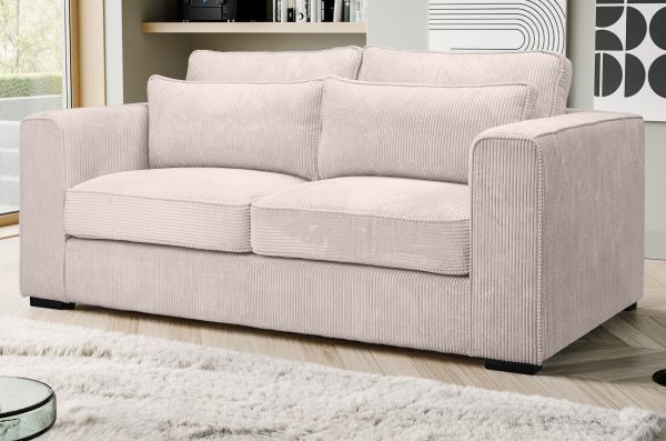 Sofa Canedo in grau-beige Cord Couch 2,5-Sitzer 200 cm