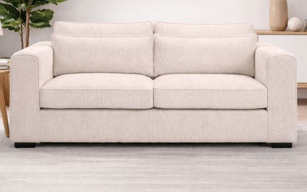 Sofa Canedo in grau-beige Cord Couch 3-Sitzer 241 cm
