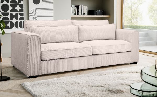 Sofa Canedo in grau-beige Cord Couch 3-Sitzer 241 cm