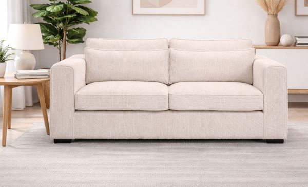 Sofa Canedo in grau-beige Cord Couch 3-Sitzer 241 cm