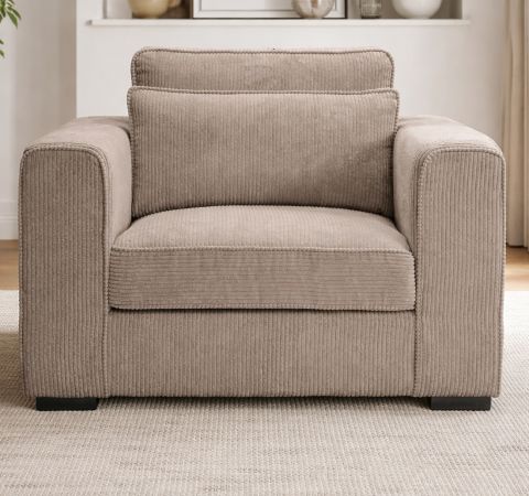 Sessel Canedo in beige-braun Cord Loungesessel 120 cm