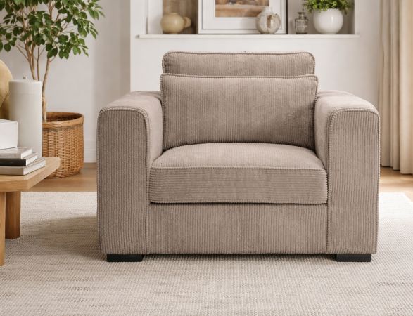 Sessel Canedo in beige-braun Cord Loungesessel 120 cm