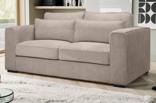 Sofa Canedo in beige-braun Cord Couch 2,5-Sitzer 200 cm