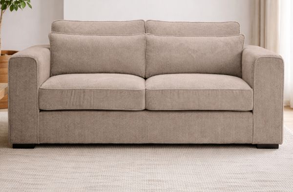 Sofa Canedo in beige-braun Cord Couch 2,5-Sitzer 200 cm
