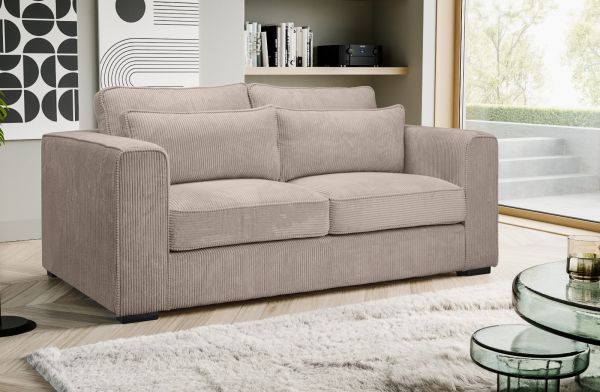 Sofa Canedo in beige-braun Cord Couch 2,5-Sitzer 200 cm