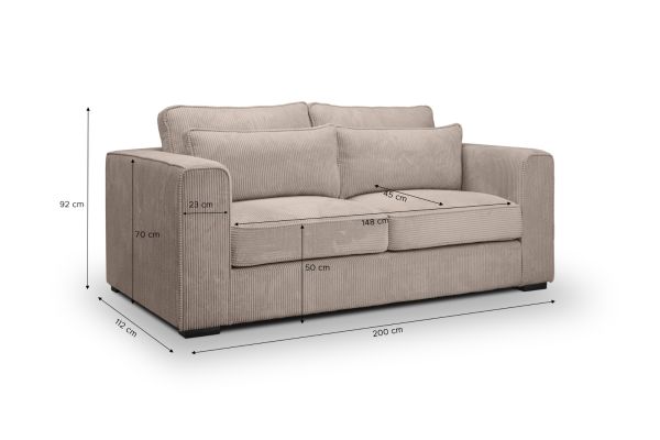 Sofa Canedo in beige-braun Cord Couch 2,5-Sitzer 200 cm