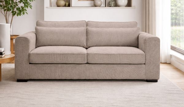 Sofa Canedo in beige-braun Cord Couch 3-Sitzer 241 cm