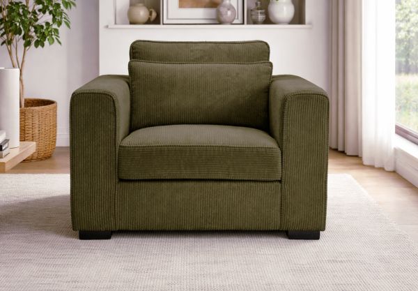 Sessel Canedo in khaki Cord Loungesessel 120 cm