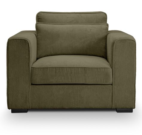 Sessel Canedo in khaki Cord Loungesessel 120 cm