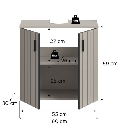 Waschbeckenunterschrank Livia in Kaschmir Badezimmer Unterschrank 60 cm