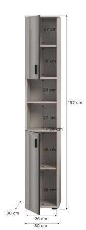 Badezimmer Hochschrank Livia in Kaschmir Badschrank 30 x 192 cm
