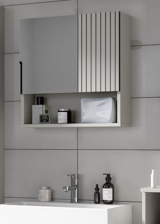 Badezimmer Spiegelschrank Livia in Kaschmir Badschrank mit Spiegel 54 cm
