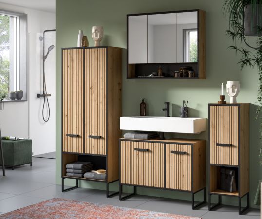 Badezimmer Kommode Scana in Artisan Eiche Badkommode 30 x 101 cm, Soft-Close