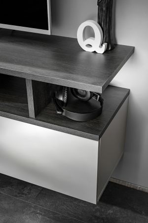 Wohnwand Hero in Graphit Eiche und Kaschmir Schrankwand h�ngend 210 cm, Push-to-Open