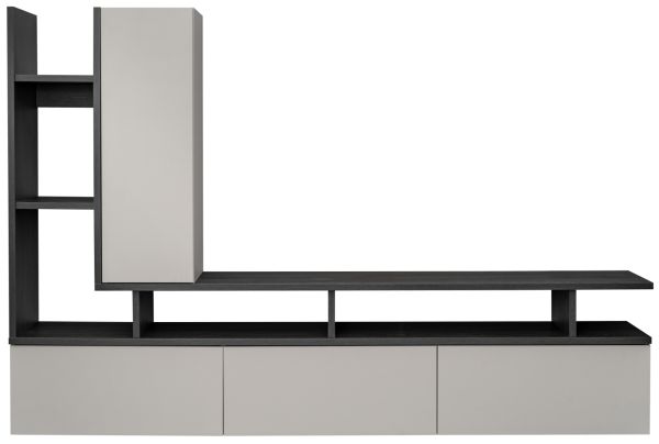 Wohnwand Hero in Graphit Eiche und Kaschmir Schrankwand h�ngend 210 cm, Push-to-Open