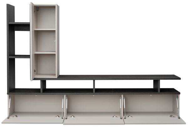 Wohnwand Hero in Graphit Eiche und Kaschmir Schrankwand h�ngend 210 cm, Push-to-Open