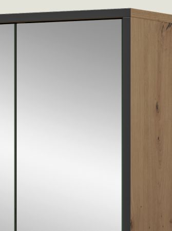 Badezimmer Spiegelschrank Scana in Artisan Eiche und schwarz Badschrank 3-t�rig 80 cm, Soft-Close