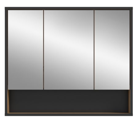 Badezimmer Spiegelschrank Scana in Artisan Eiche und schwarz Badschrank 3-t�rig 80 cm, Soft-Close