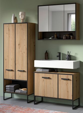 Badm�bel Set 3-teilig Scana in Artisan Eiche Badkombination 154 x 192 cm, Soft-Close