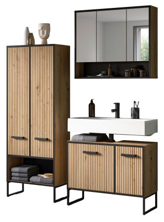 Badm�bel Set 3-teilig Scana in Artisan Eiche Badkombination 154 x 192 cm, Soft-Close