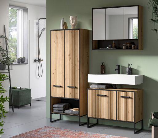 Badm�bel Set 3-teilig Scana in Artisan Eiche Badkombination 154 x 192 cm, Soft-Close