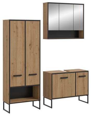 Badm�bel Set 3-teilig Scana in Artisan Eiche Badkombination 154 x 192 cm, Soft-Close