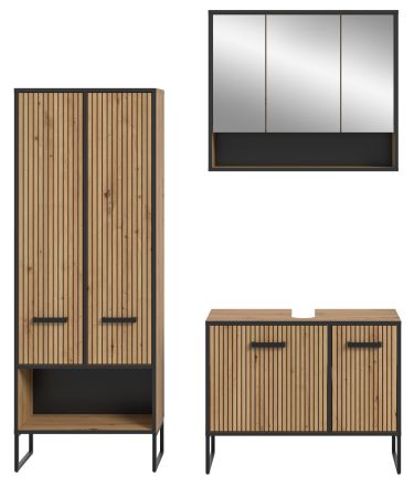 Badm�bel Set 3-teilig Scana in Artisan Eiche Badkombination 154 x 192 cm, Soft-Close