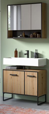 Badm�bel Set 2-teilig Scana in Artisan Eiche Badkombination 80 x 192 cm, Soft-Close