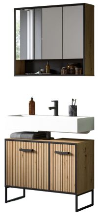 Badm�bel Set 2-teilig Scana in Artisan Eiche Badkombination 80 x 192 cm, Soft-Close