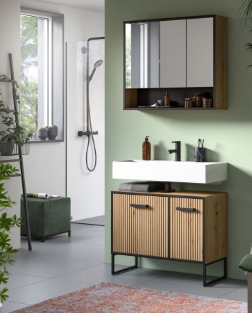 Badm�bel Set 2-teilig Scana in Artisan Eiche Badkombination 80 x 192 cm, Soft-Close