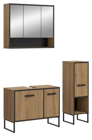 Badm�bel Set 3-teilig Scana in Artisan Eiche Badkombination 125 x 192 cm, Soft-Close