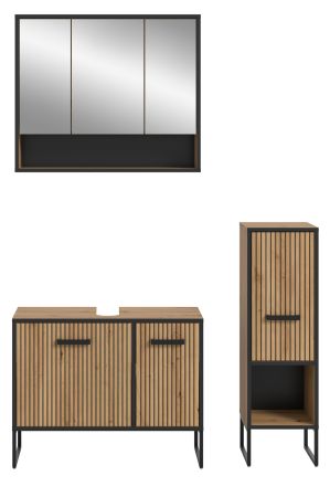 Badm�bel Set 3-teilig Scana in Artisan Eiche Badkombination 125 x 192 cm, Soft-Close