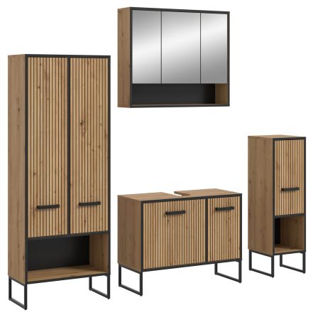Badm�bel Set 4-teilig Scana in Artisan Eiche Badkombination 199 x 192 cm, Soft-Close