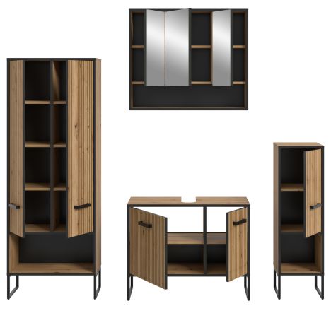 Badm�bel Set 4-teilig Scana in Artisan Eiche Badkombination 199 x 192 cm, Soft-Close