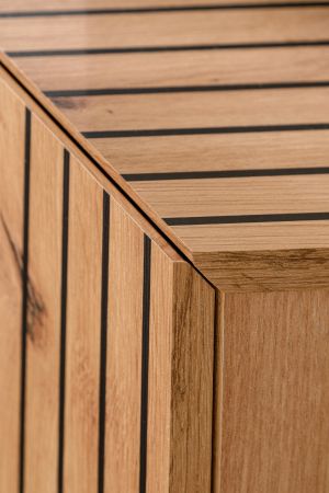 Wohnwand Madina in schwarz matt und Hickory Eiche Schrankwand h�ngend 180 cm, Push-to-Open