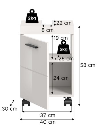 Waschbeckenunterschrank Talerno in wei� Hochglanz Badezimmer Unterschrank 40 x 58 cm
