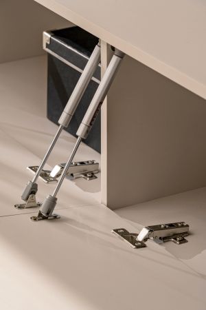 TV-Lowboard Set Pearl in Kaschmir und Artisan Eiche TV Unterteil mit Akustikpaneele 180 cm, Push-to-Open