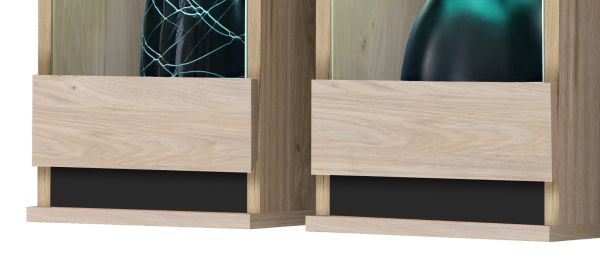 Wohnwand Trigger in Hickory Eiche und schwarz Schrankwand 4-teilig 175 cm, inkl. LED